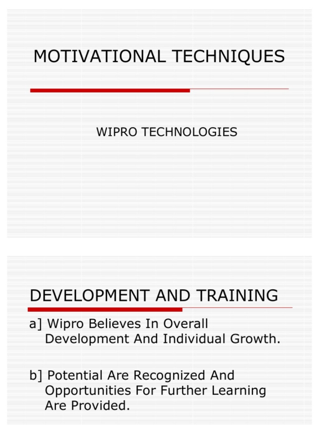Picture of: Motivational Techniques of Wipro  PDF