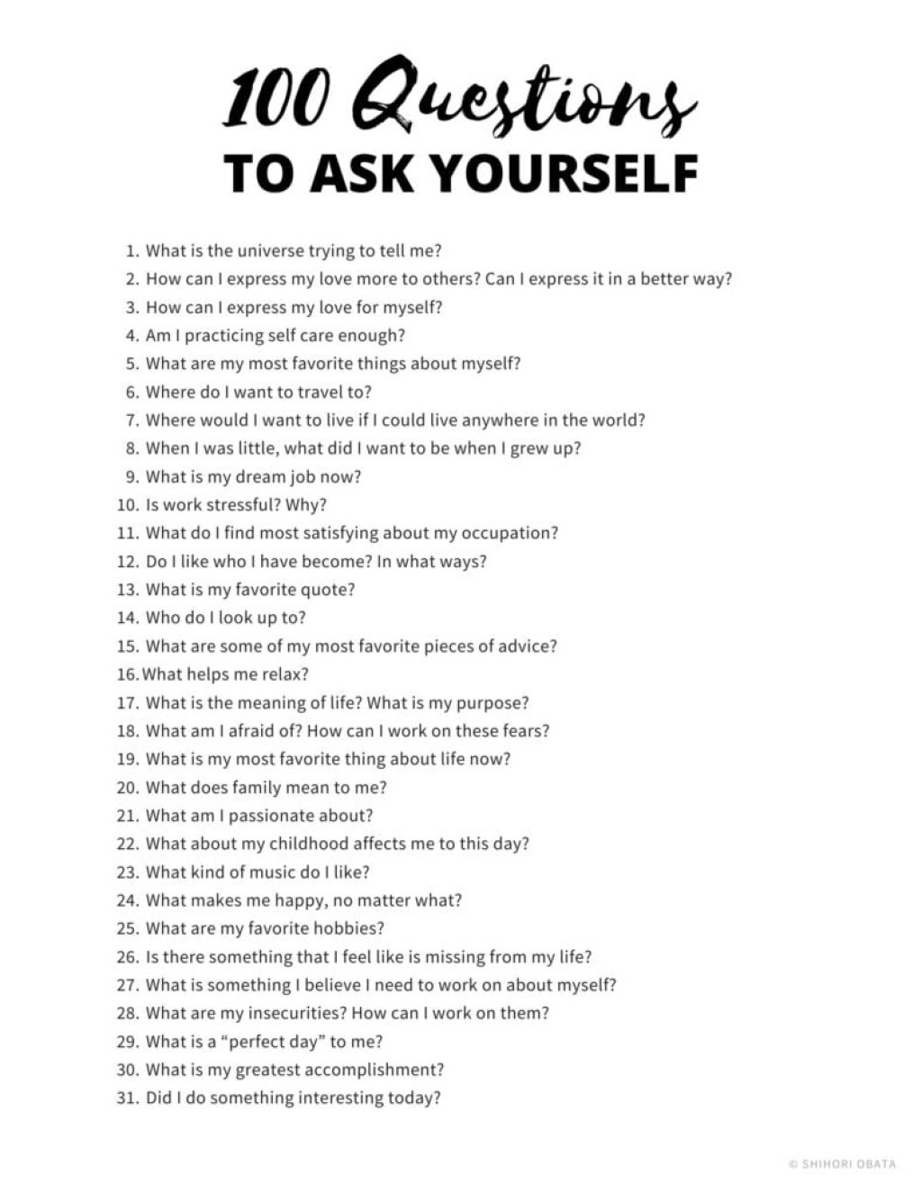 Picture of: Questions to Ask Yourself for Self Growth (Free Printable)